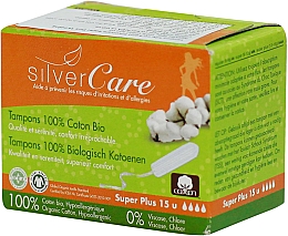 Tampony z bawełny organicznej, Super Plus, 15szt - Masmi Silver Care — Zdjęcie N2