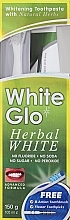 Kup Zestaw do mycia zębów z niebiesko-białą szczoteczką - White Glo Herbal White Set (t/paste/100ml + t/brush/1pc + dental/flosser)