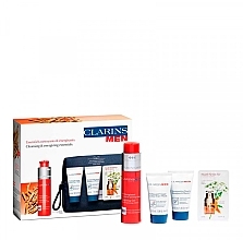 Kup Zestaw - Clarins Men Cleansing & Energizing Essentials Set (f/gel/50ml + f/wash/30ml + shm/30ml + eye/ser/0.9ml + bag/1pcs)