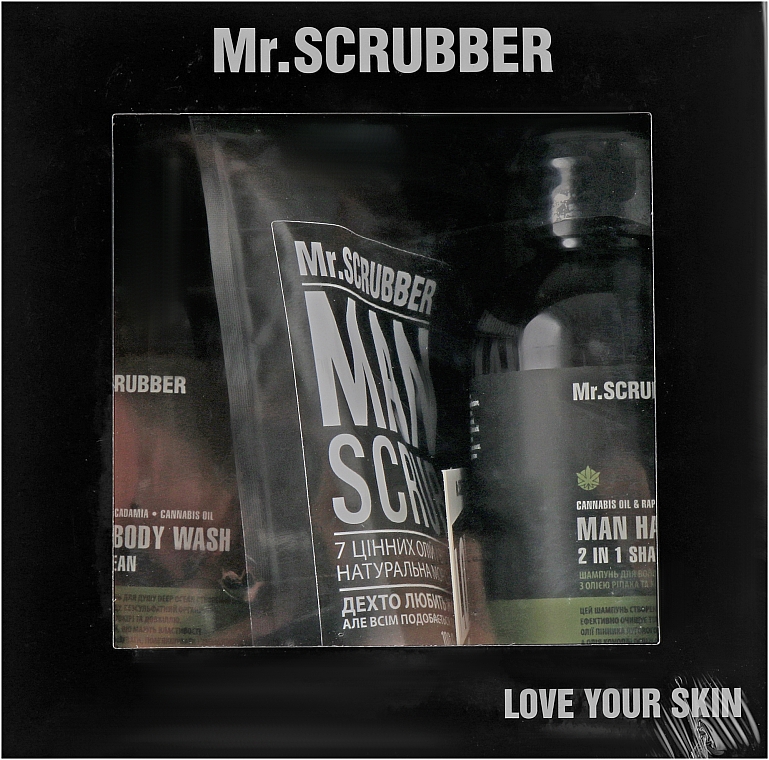 Zestaw - Mr.Scrubber "New Man Basic " (body/scr/100 g + sh/gel/265 ml + shm/265 ml) — Zdjęcie N2