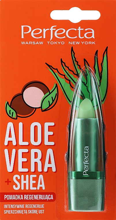 Regenerująca pomadka do ust Aloes i masło shea - Perfecta Aloe Vera + Shea Lip Balm — Zdjęcie N1