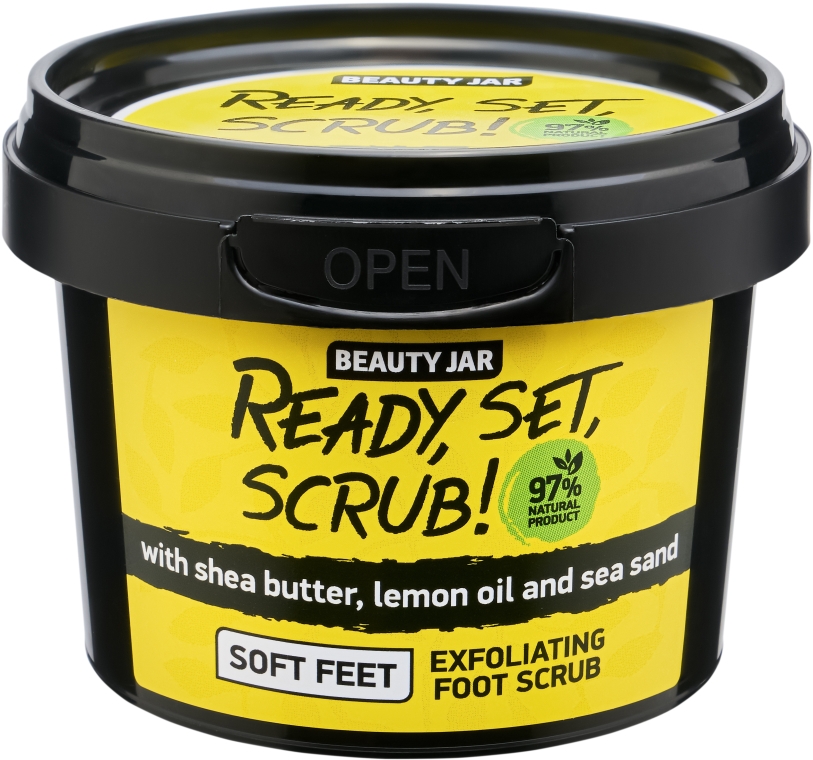 Złuszczający peeling do stóp z masłem shea, olejkiem cytrynowym i piaskiem morskim - Beauty Jar Ready, Set, Scrub! Exfoliating Foot Scrub
