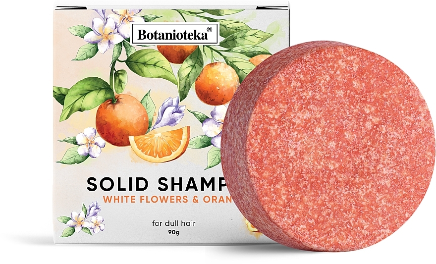 Szampon w kostce do włosów matowych z proteinami pomarańczy i białych kwiatów	 - Botanioteka Solid Shampoo For Dull Hair