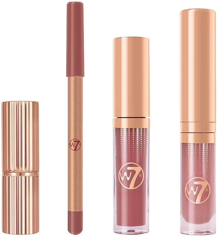 Zestaw - W7 Pout Perfection Lip Essentials Set (lipstick/3.5g + l/liner/0.8g + lip/gloss/3ml + lip/gloss/4ml) — Zdjęcie N2