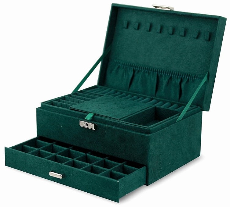 Welurowe pudełko na biżuterię, zielone - Ecarla