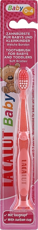 Szczoteczka do zębów Baby z misiem, 0-4 lat, różowa - Lacalut Baby Toothbrush For Babys & Toddlers — Zdjęcie N1