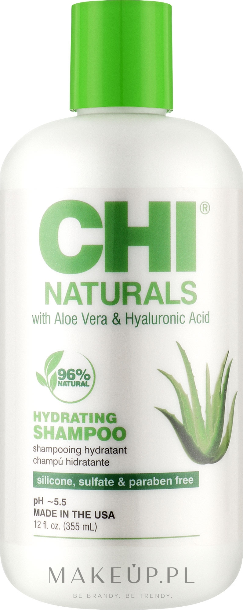 Łagodny szampon bez siarczanów do wszystkich rodzajów włosów - CHI Naturals With Aloe Vera Hydrating Shampoo — Zdjęcie 355 ml