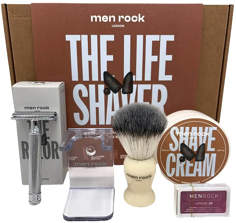 Zestaw, 5 produktów - Men Rock Ultimate Classic Shaving Gift Set Sandalwood — Zdjęcie N1