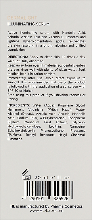 Oczyszczające serum do twarzy - Holy Land Cosmetics Dermalight Illuminating Serum — Zdjęcie N3