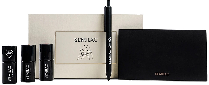 Zestaw - Semilac Lovely Letter (nail/polish/3x7 ml + pen + envelope) — Zdjęcie N1
