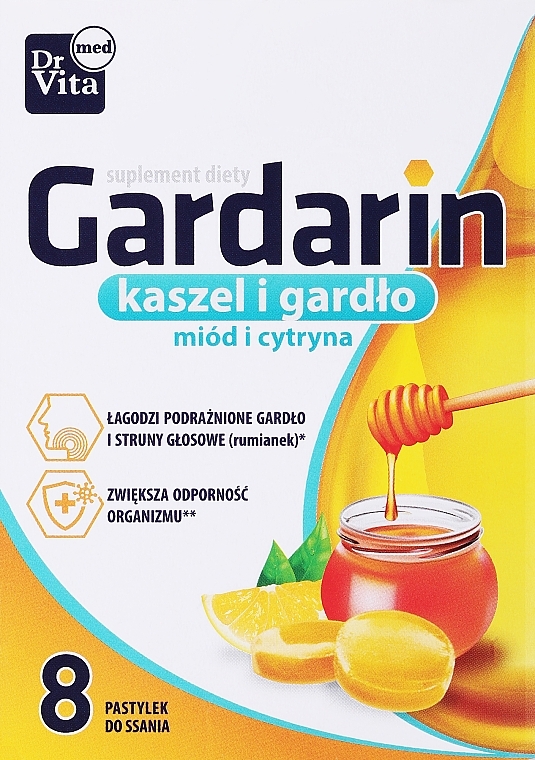 Suplement Witamina C z miodem i cytryną, tabletki - Dr Vita Gardarin Honey & Lemon — Zdjęcie N1
