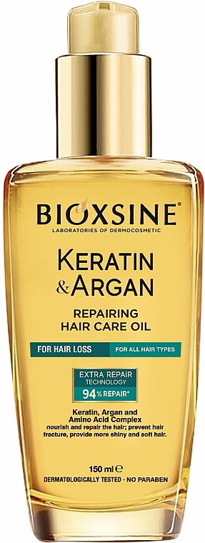 Rewitalizujący olejek do włosów - Biota Bioxsine Keratin & Argan Repairing Hair Care Oil — Zdjęcie N1