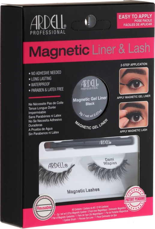 Zestaw - Ardell Magnetic Lash & Liner Lash Demi Wispies (eye/liner 2 g + lashes 2 pc)