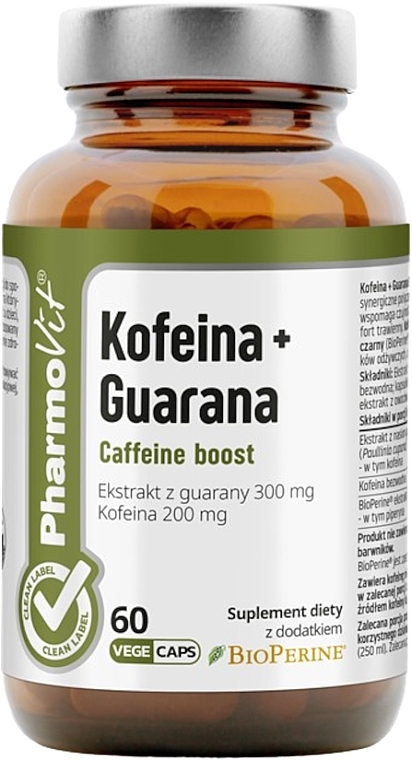 Suplement diety Kofeina + guarana - Pharmovit Clean Label  — Zdjęcie N1