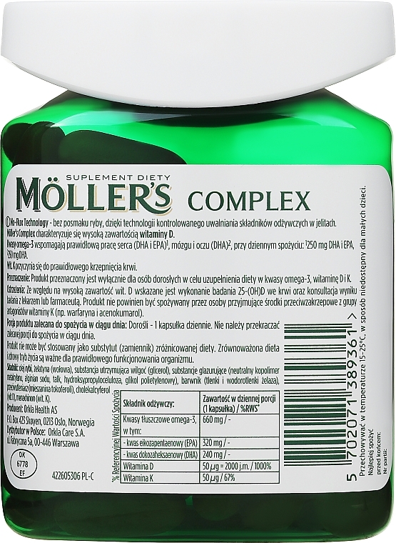 Suplement diety Kompleks Omega-3 + D3 + K2 w kapsułkach - Mollers — Zdjęcie N2