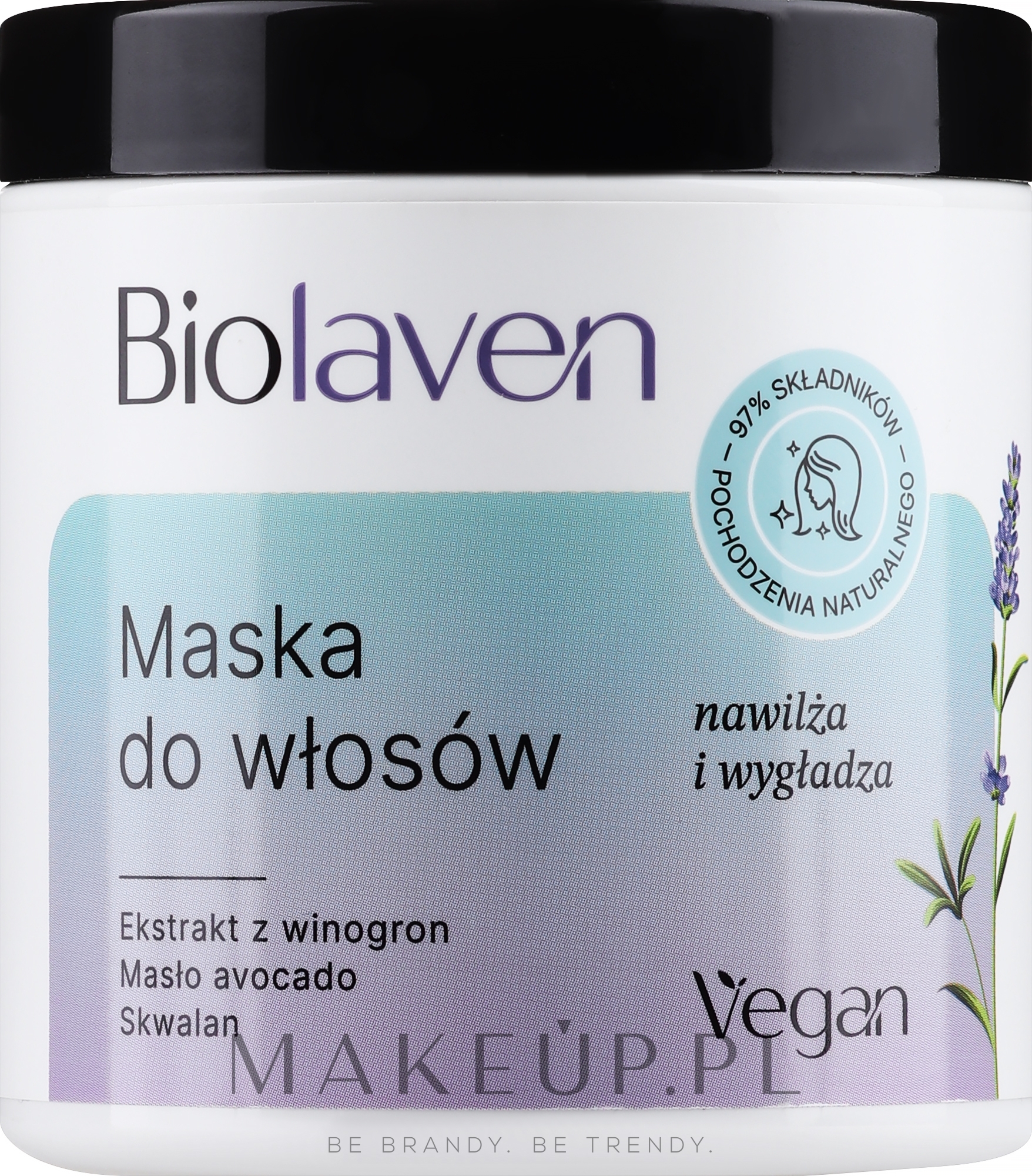 Maska do włosów z olejkiem i ekstraktem z winogron i olejkiem lawendowym - Biolaven Organic Hair Mask — Zdjęcie 250 ml