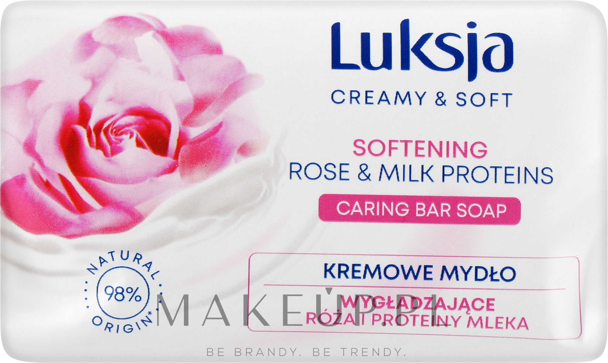 Kremowe mydło wygładzające Róża i proteiny mleka - Luksja Creamy & Soft Softening Rose & Milk Proteins Caring Bar Soap — Zdjęcie 90 g