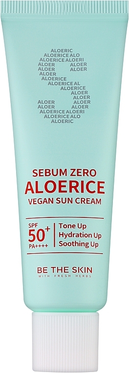 Filtr przeciwsłoneczny do twarzy - Be The Skin Sebum Zero Aloerice Vegan Sun Cream SPF50+ PA++++ — Zdjęcie N1