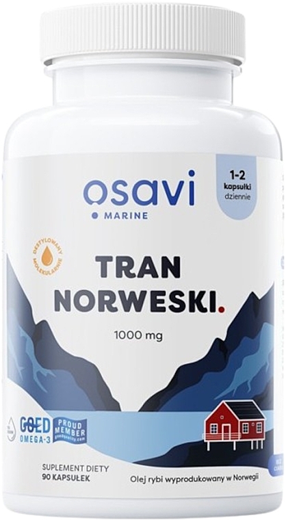 Suplement diety w postaci oleju z wątroby dorsza o aromacie cytryny, w kapsułkach - Osavi Tran Norweski 1000 Mg — Zdjęcie N2