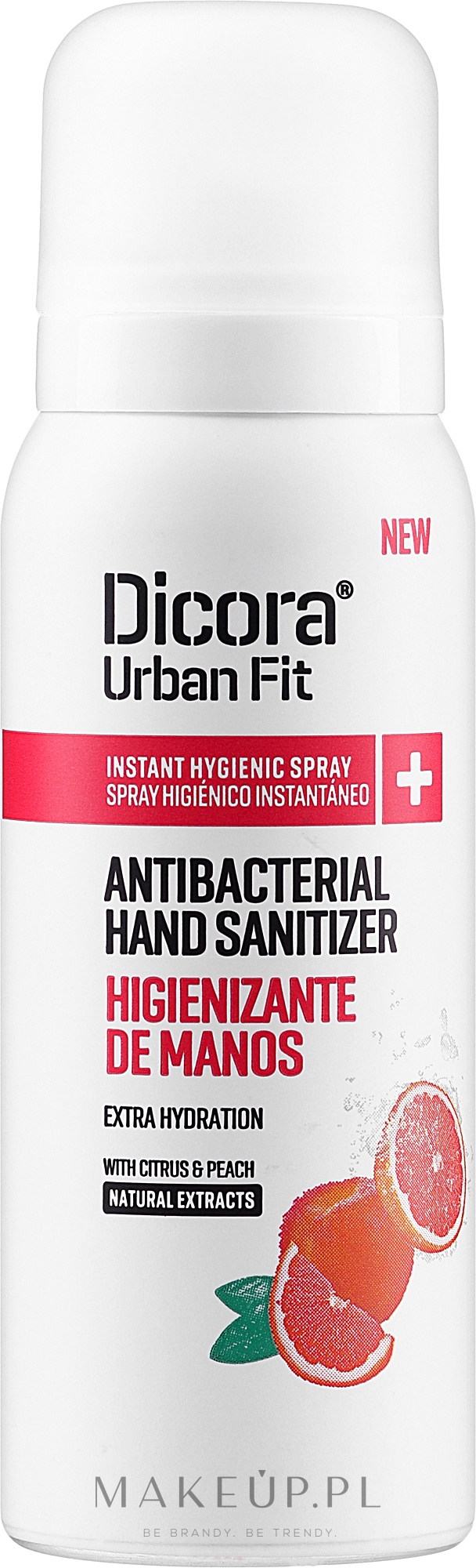 Spray do dezynfekcji rąk o zapachu cytrusów i brzoskwini - Dicora Urban Fit Protects & Hydrates Hand Sanitizer  — Zdjęcie 75 ml
