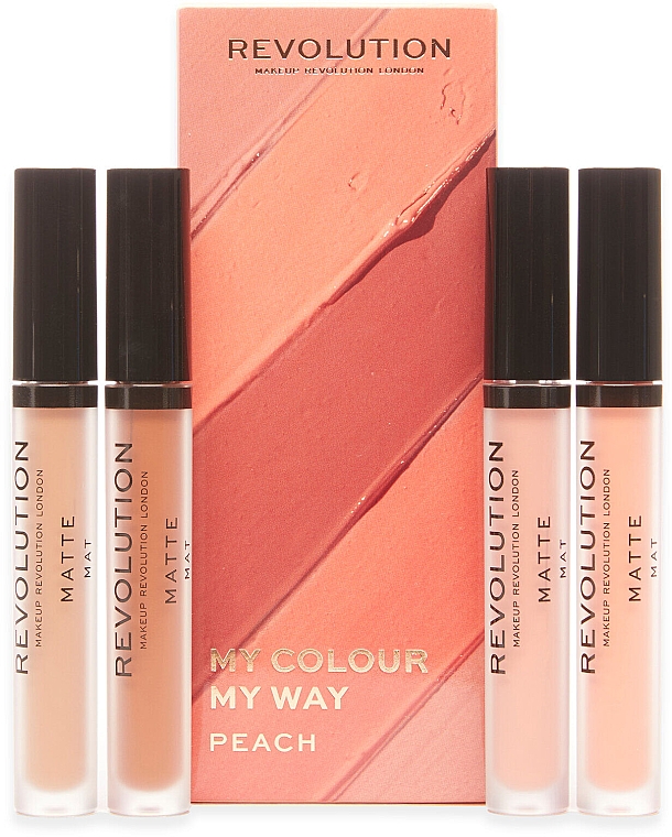 Zestaw szminek - Makeup Revolution My Colour My Way Peach Lipstick Set (lipstick/4x3ml) — Zdjęcie N1