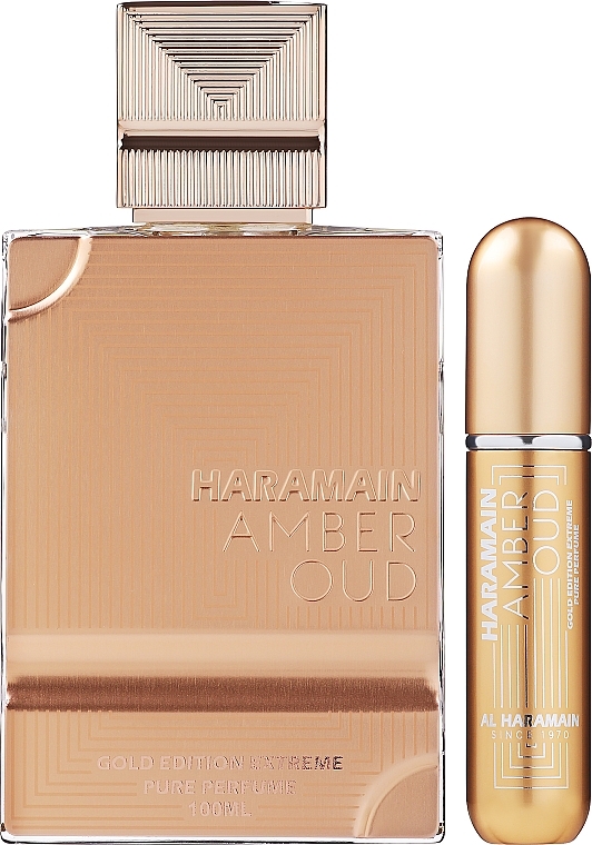 Al Haramain Amber Oud Gold Edition Extreme Pure Perfume Gift Set - Zestaw (perfume 100 ml + atomiser 10 ml) — Zdjęcie N1