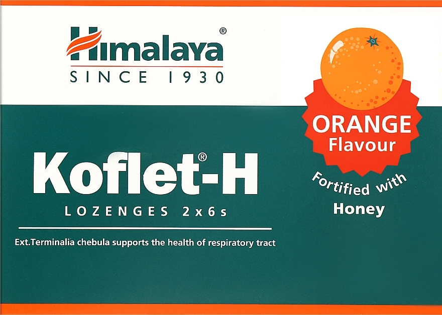 Suplement diety Lizaki o smaku pomarańczowym - Himalaya Herbals Koflet-H Orange Flavour — Zdjęcie N1