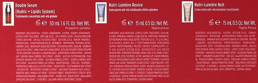 PRZECENA! Zestaw - Clarins VP Double Serum & Nutri-Lumiere (f/ser/50ml + f/cr/2x15ml + bag) * — Zdjęcie N4