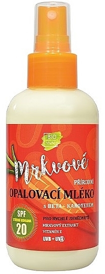 Balsam przeciwsłoneczny z ekstraktem z marchwi - Vivaco Natural Sunscreen Lotion with Carrot Extract SPF 20 — Zdjęcie N1