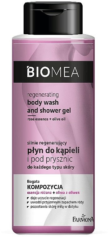 Silnie regenerujący płyn do kąpieli i pod prysznic do każdego typu skóry - Farmona Biomea Regenerating Body Wash And Shower Gel — Zdjęcie N1