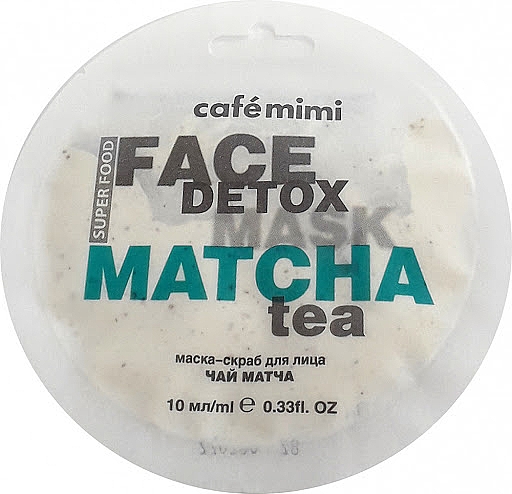 Oczyszczająca maseczka-peeling do twarzy Matcha i aloes - Café Mimi Super Food Matcha Tea Face Mask — фото N1