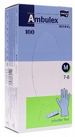 Rękawice nitrylowe, bezpudrowe, fioletowe, rozmiar M, 100 szt. - Matopat Ambulex — Zdjęcie N1
