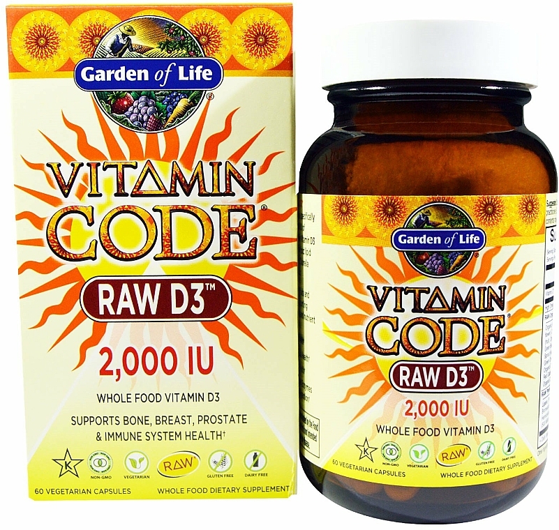 Suplement diety - Garden of Life Vitamin Code Raw D3, 50 mcg — Zdjęcie N1