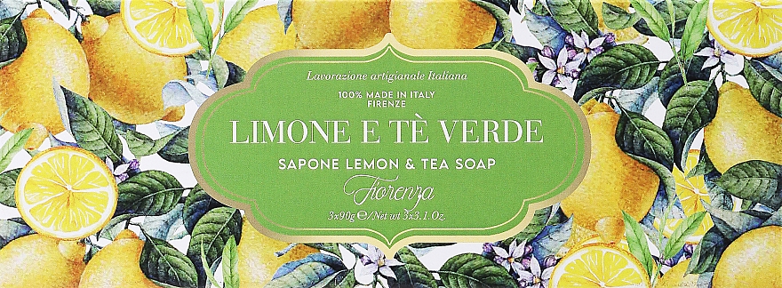 Zestaw mydeł Limonka i zielona herbata - Antico Saponificio Gori 1919 Floreal (soap/3 x 90 g) — Zdjęcie N1