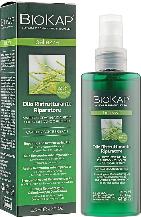 Upiększające krople odbudowujące strukturę zniszczonych włosów - BiosLine BioKap Hair Beauty Repairing Drops  — Zdjęcie N2
