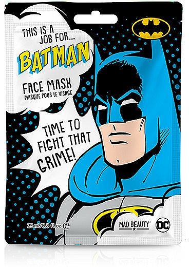 Maseczka w płachcie do twarzy Ekstrakt z czarnej herbaty - Mad Beauty DC This Is A Job For Batman Face Mask — Zdjęcie N1
