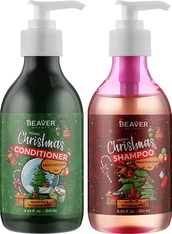 Noworoczny zestaw upominkowy do włosów suchych i zniszczonych - Beaver Professional Christmas Box (shm/250ml + cond/250ml) — Zdjęcie N2