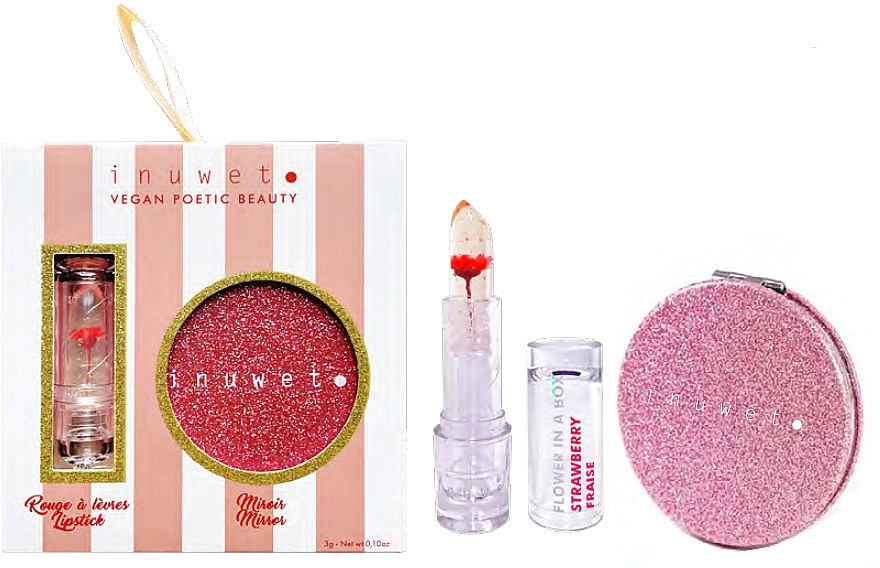 Zestaw - Inuwet Flower Set Makeup (lip/balm/3g + mirror/1pc) — Zdjęcie N1