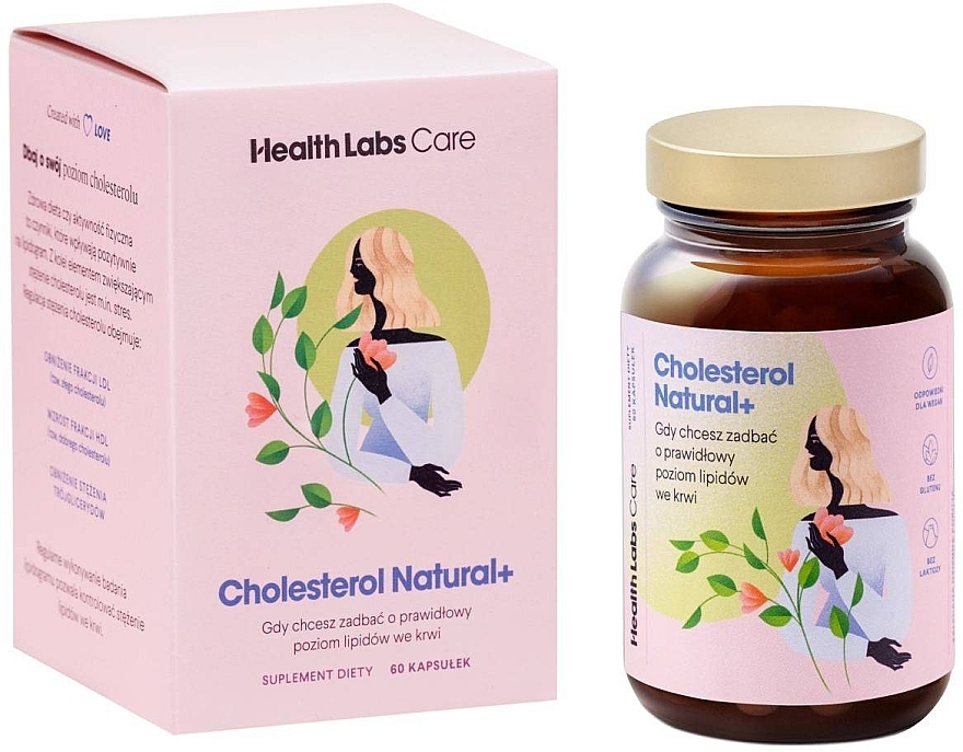 Suplement diety utrzymujący poziom lipidów we krwi - Health Labs Care Cholesterol Natural+ — Zdjęcie N1