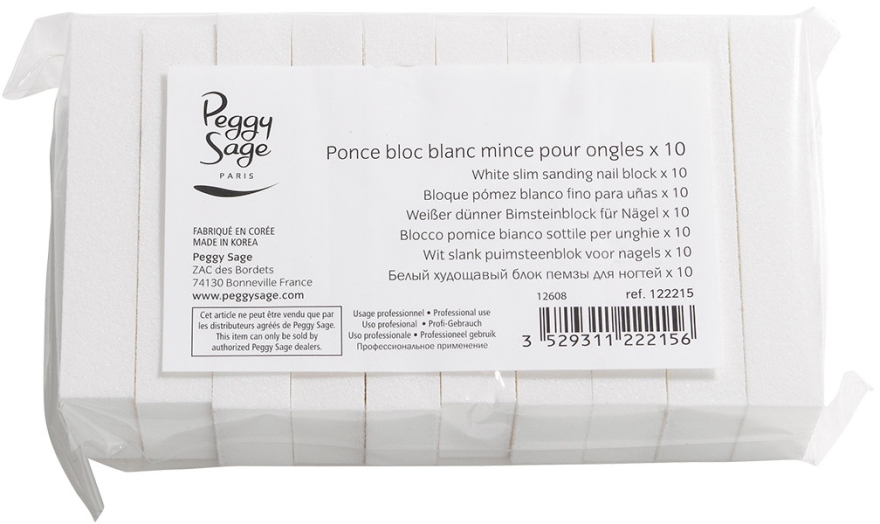 Blok polerski do paznokci, biały - Peggy Sage Slim Sanding Block for Nails — Zdjęcie N1