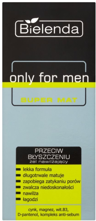 Żel nawilżający przeciw błyszczeniu się skóry dla mężczyzn - Bielenda Only For Men Super Mat  — Zdjęcie N3