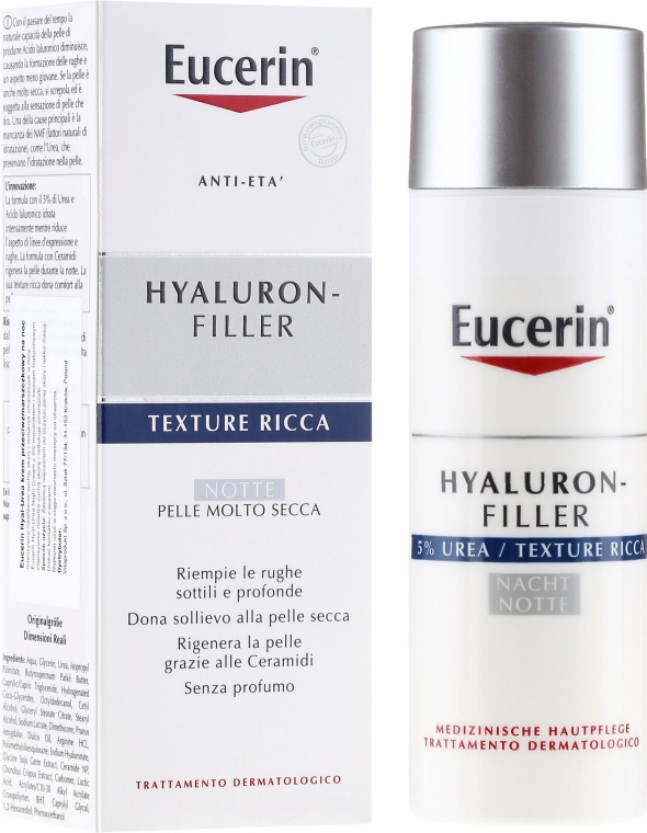 Nawilżający krem przeciwstarzeniowy do twarzy na noc - Eucerin Hyaluron-Filler Anti-Age Night Creme — Zdjęcie N1