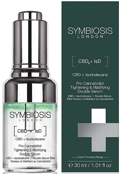 Ujędrniające serum matujące do twarzy CBD i izododekan - Symbiosis London Pro Cannabidiol Tightening & Mattifying Double Serum — Zdjęcie N1