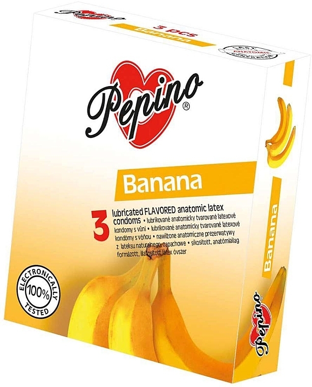 Prezerwatywy o smaku bananowym, 3 sztuki - Pepino Banana — Zdjęcie N1