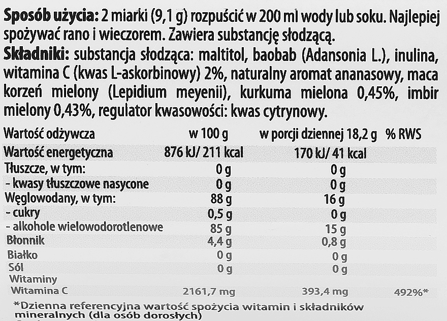 Suplement diety wzmacniający odporność z witaminą C - Intenson Superfoods Elixir — Zdjęcie N2