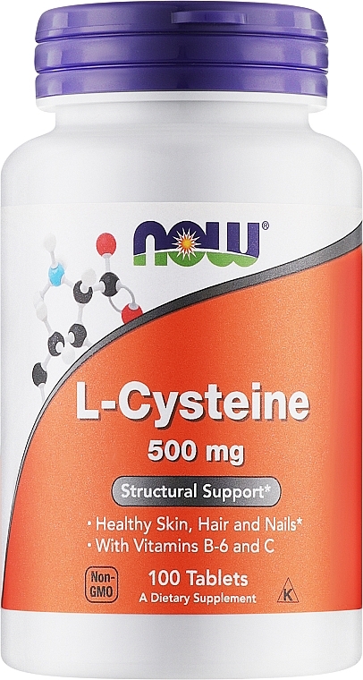 Suplement diety L-cysteina, 500 mg - Now Foods L-Cysteine Tablets — Zdjęcie N1