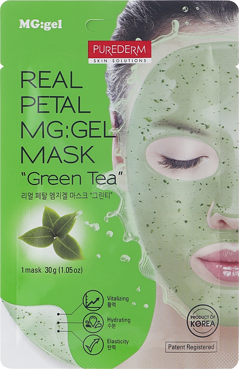 Hydrożelowa maseczka do twarzy z ekstraktem z zielonej herbaty - Purederm Real Petal MG:Gel Mask Green Tea — Zdjęcie N1