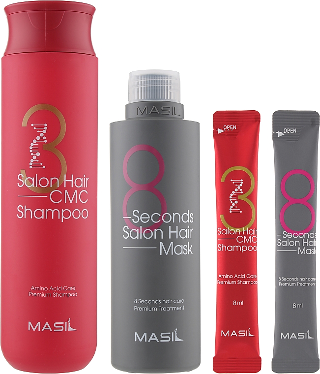 Zestaw - Masil 8 Seconds Salon Hair Set (mask/200ml + mask/8ml + shm/300ml + shm/8ml ) — Zdjęcie N2