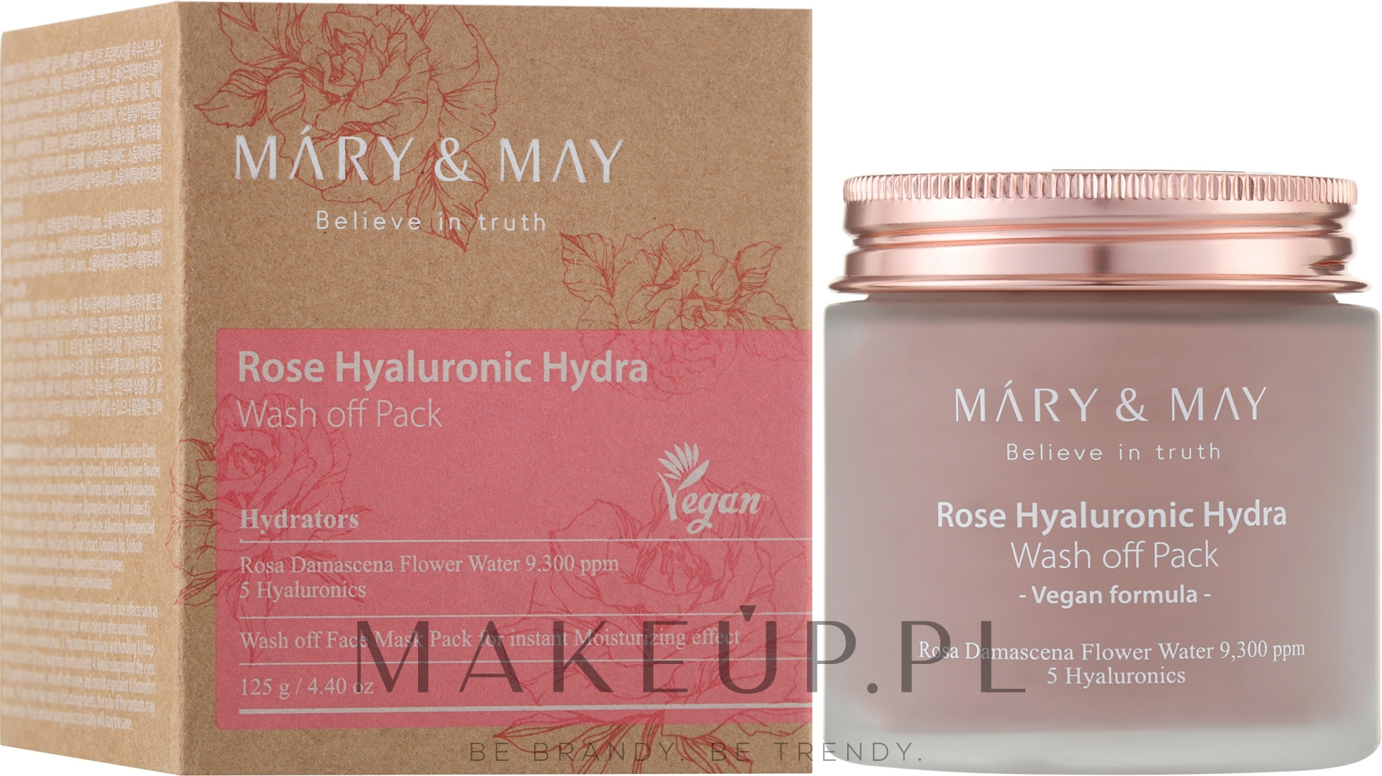 Maseczka oczyszczająca do twarzy z ekstraktem z róży i kwasem hialuronowym - Mary & May Rose Hyaluronic Hydra Wash Off Pack — Zdjęcie 125 g