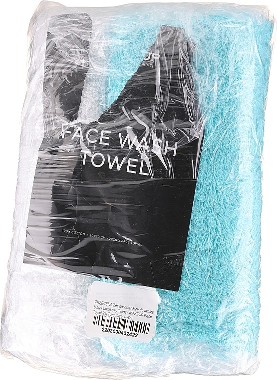 PRZECENA! Zestaw ręczników do twarzy, biały i turkusowy Twins - MAKEUP Face Towel Set Turquoise + White * — Zdjęcie N6